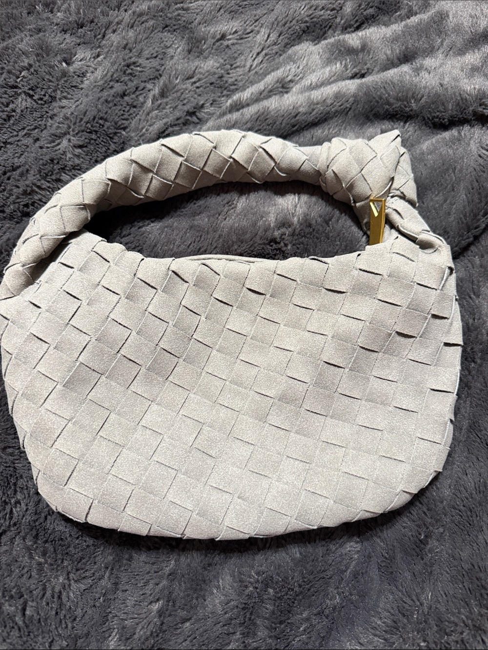 Woven Hobo Shoulder Bag in Light Beige